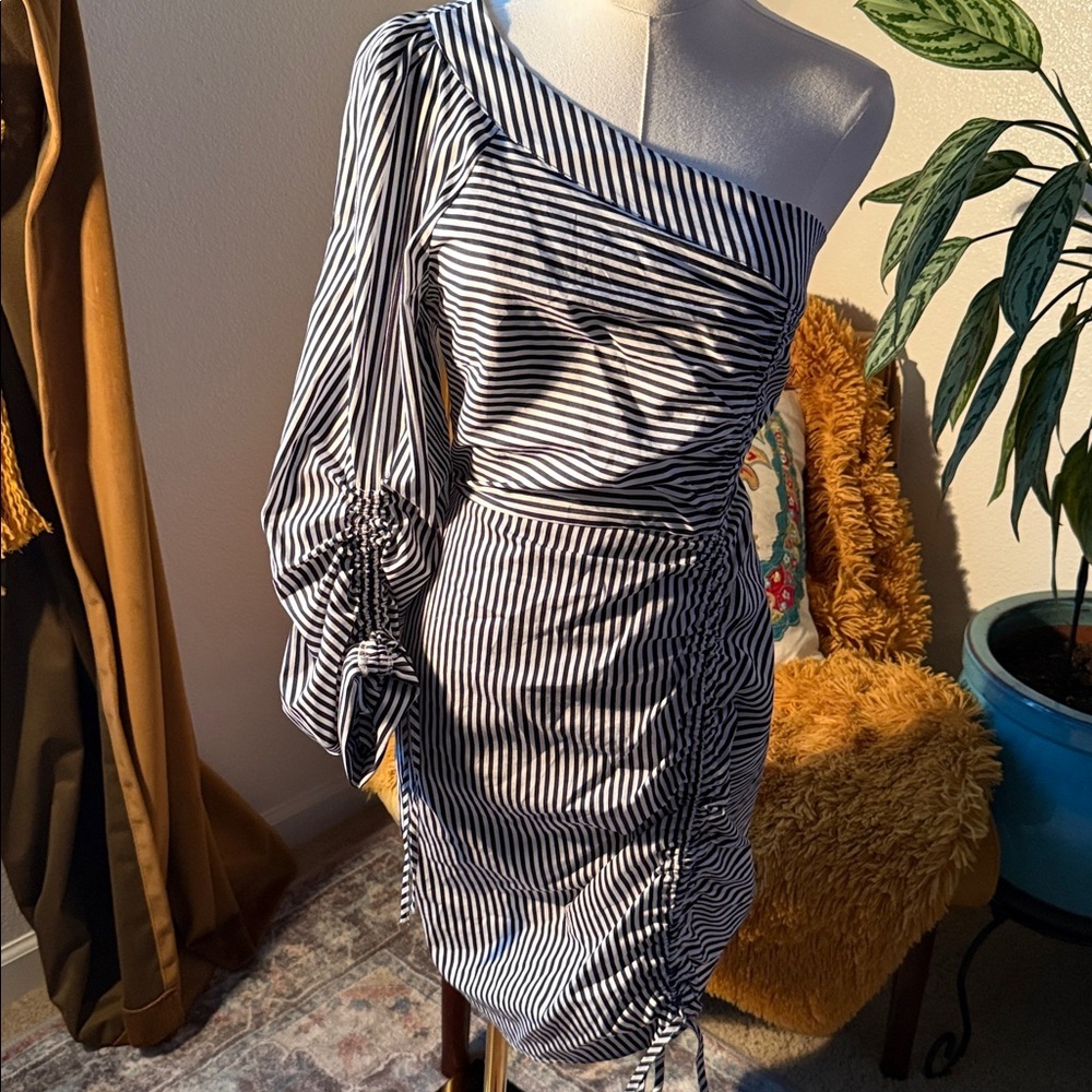 Striped One-Shoulder Dress